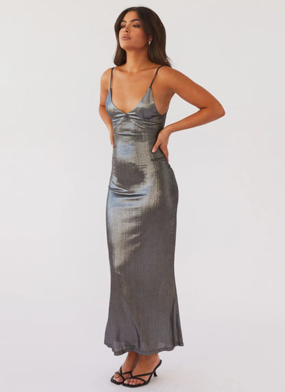 Alexa Metallic Maxi Dress Twilight