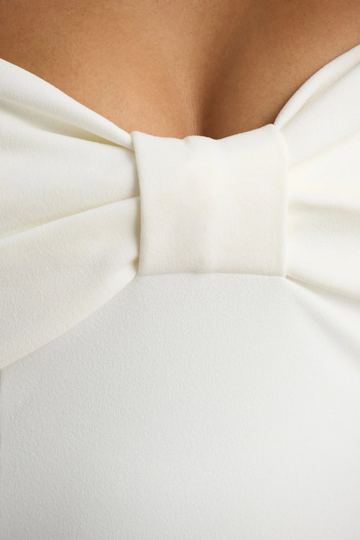 Bayshore White Bow Bardot Midi Dress