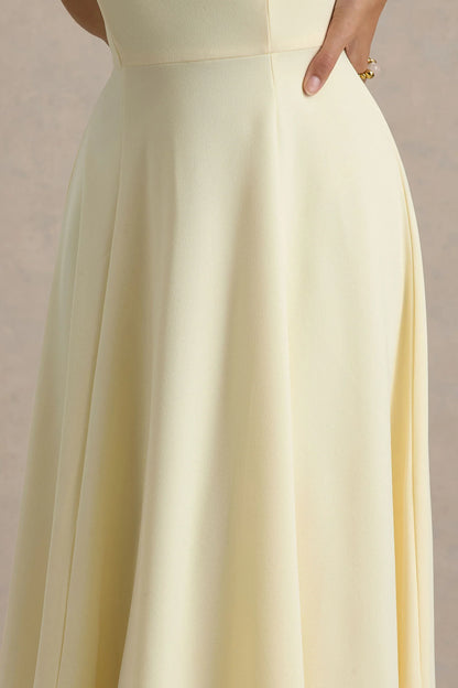 Auburn Pale Lemon Halter Neck Midi Dress