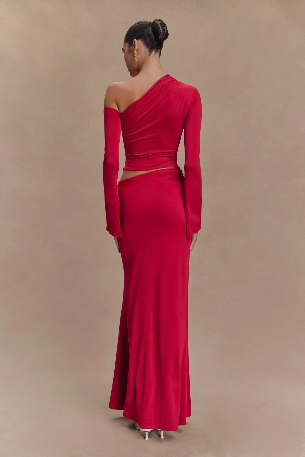 Ainsley Asymmetrical Maxi Skirt With Floral Hardware Fuchsia Pink