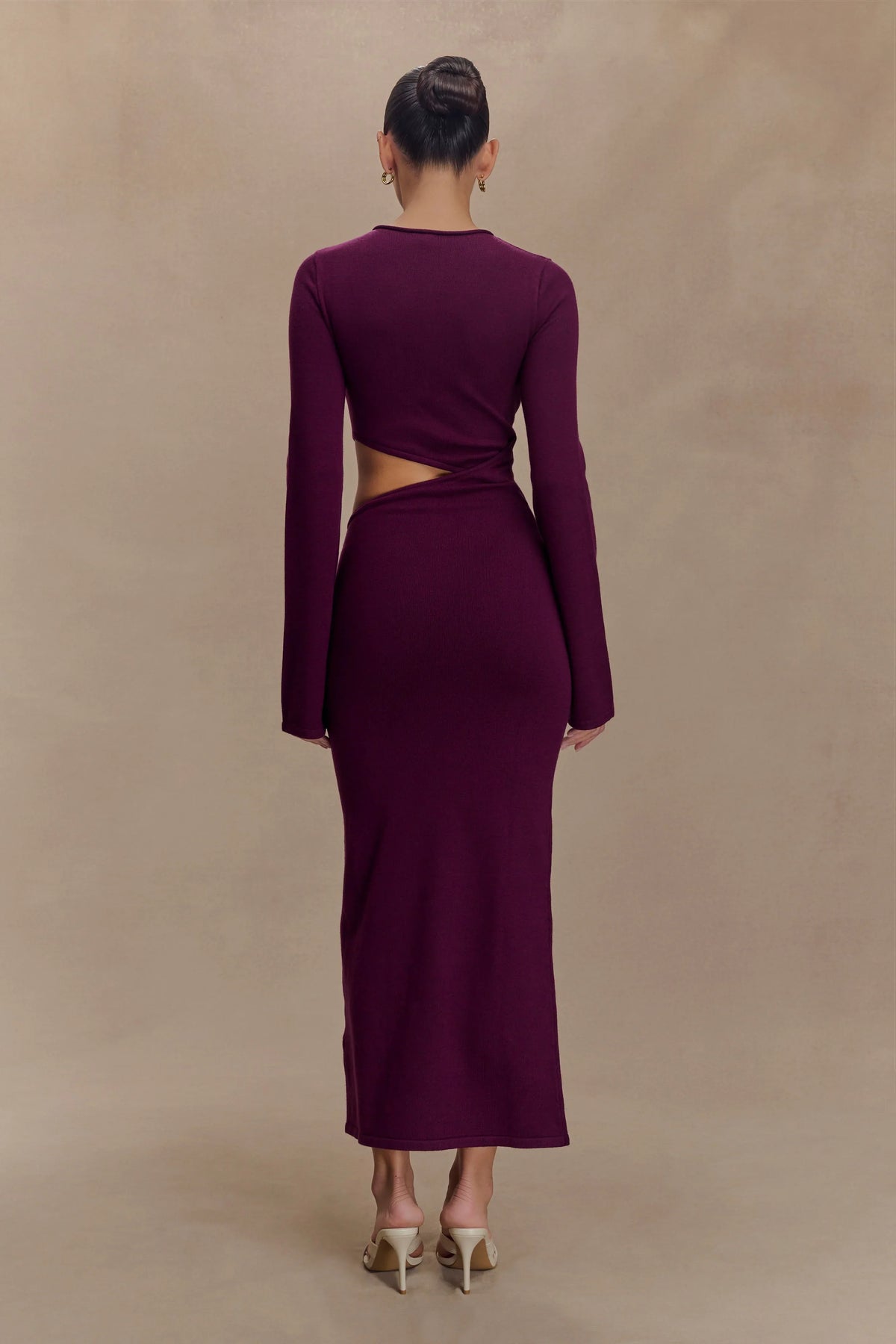 Azariah Long Sleeve Knit Midi Dress Plum