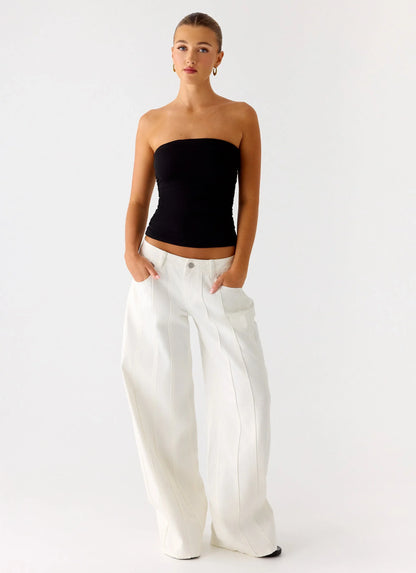 Adrienna Strapless Top Black