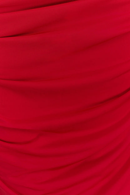 Amandine Ruched Slinky Maxi Dress Ruby