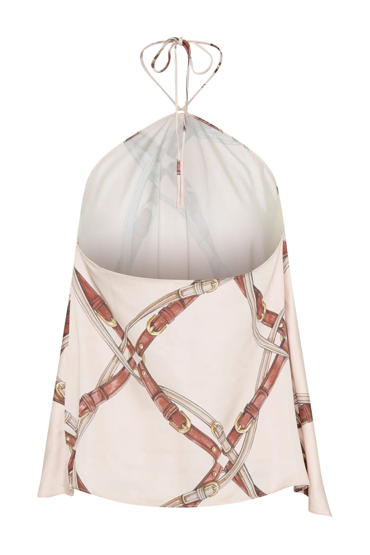 Adelaide Draped Satin Halter Top Chain Print