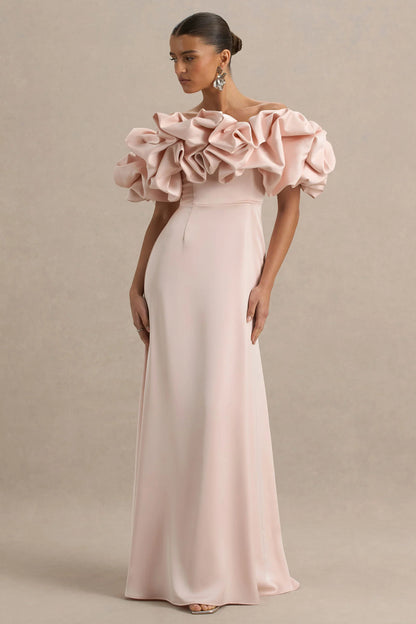 Allie Pale Pink Puff Bardot Maxi Dress