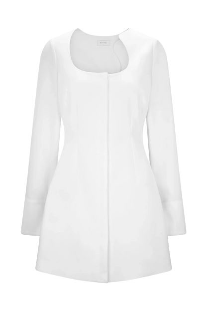 Carina Peplum Cotton Shirt Dress White