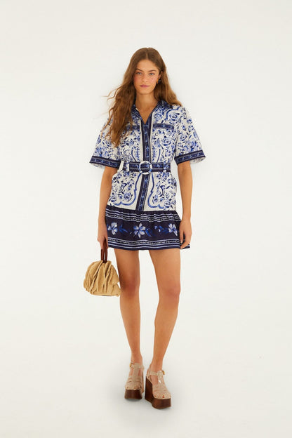 Off-White Porcelain Garden Mini Dress