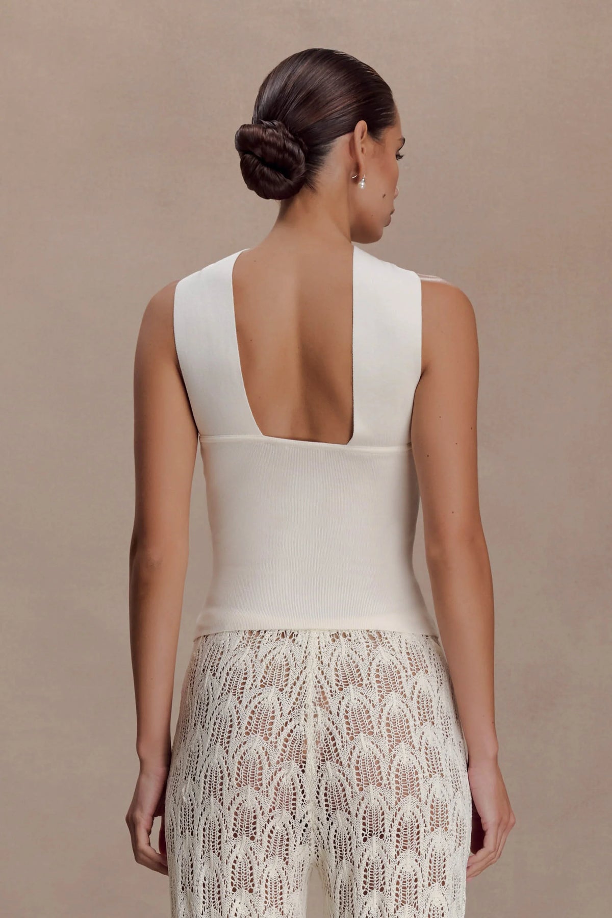 Angelika Twist Front Knit Top Ivory