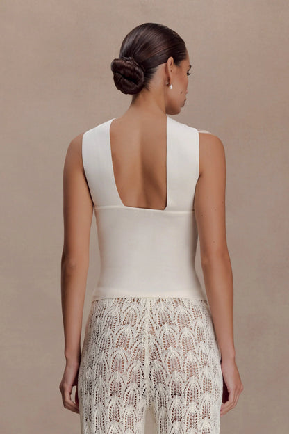 Angelika Twist Front Knit Top Ivory