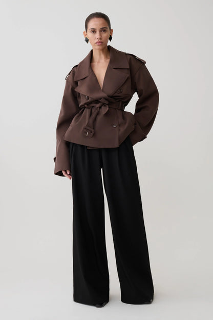 Alden Short Trench Jacket Chocolate