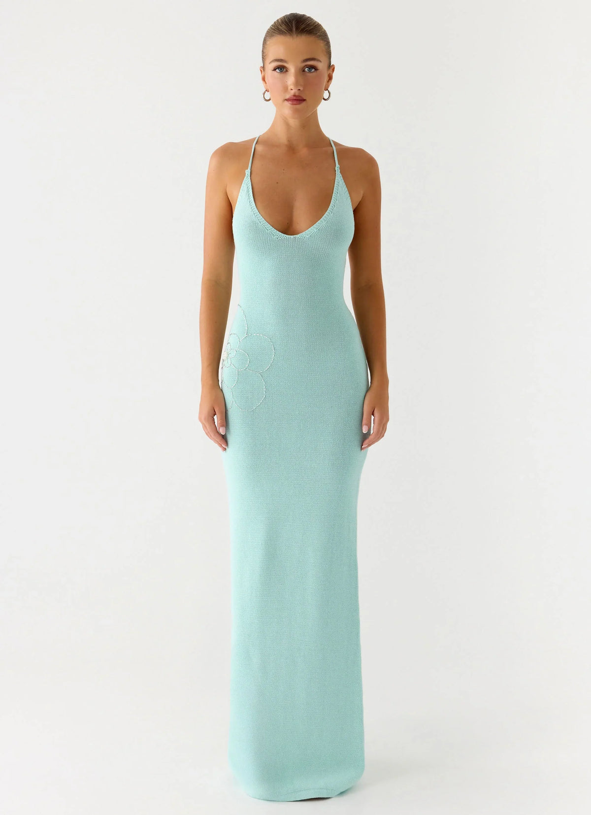 Amaya Knit Maxi Dress Aqua