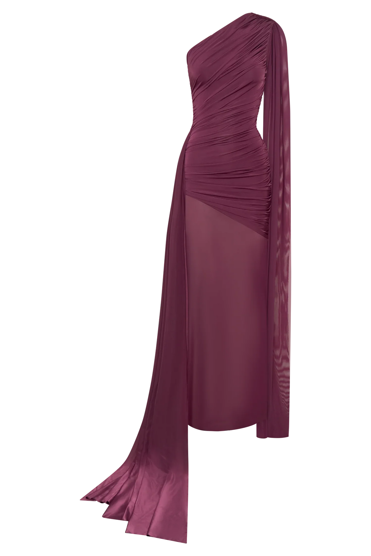 Asher Slinky One Shoulder Maxi Dress Neutral Plum