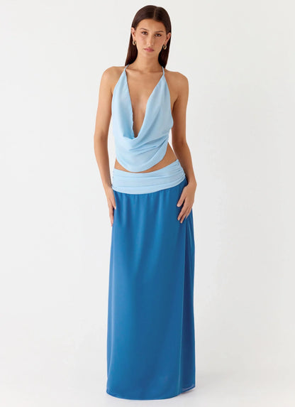 Blushing Bloom Maxi Skirt Baby Blue