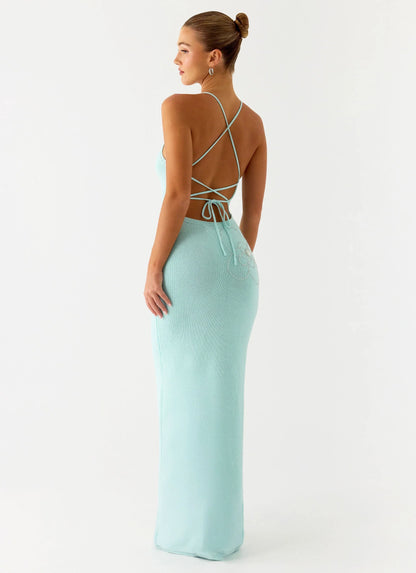 Amaya Knit Maxi Dress Aqua