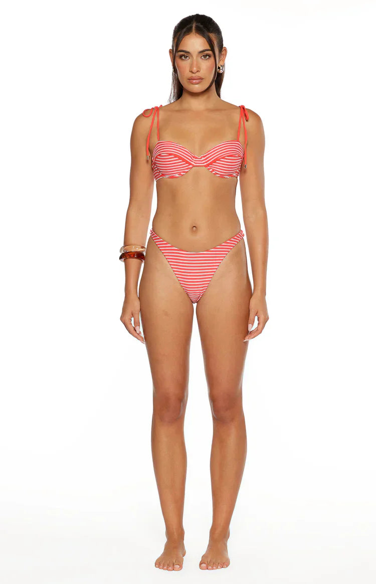 90 Swim Bianca Red Stripe Bikini Bottoms