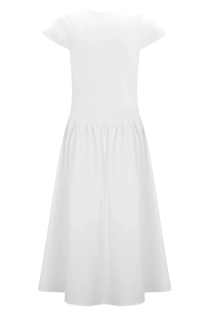 Ayla Cotton Fit And Flare Midi Dress White