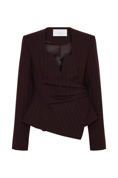 Agatha Square Neck Blazer Plum Pinstripe