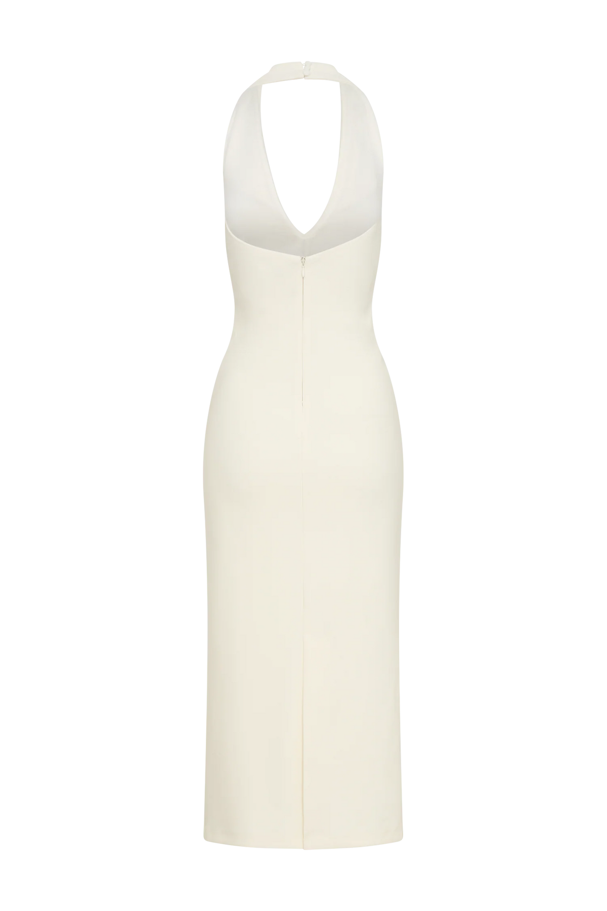 Annita Crepe Halter Midi Dress Ivory