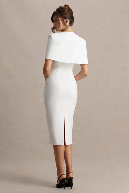 Baylor White Midi Dress With Removable Cape
