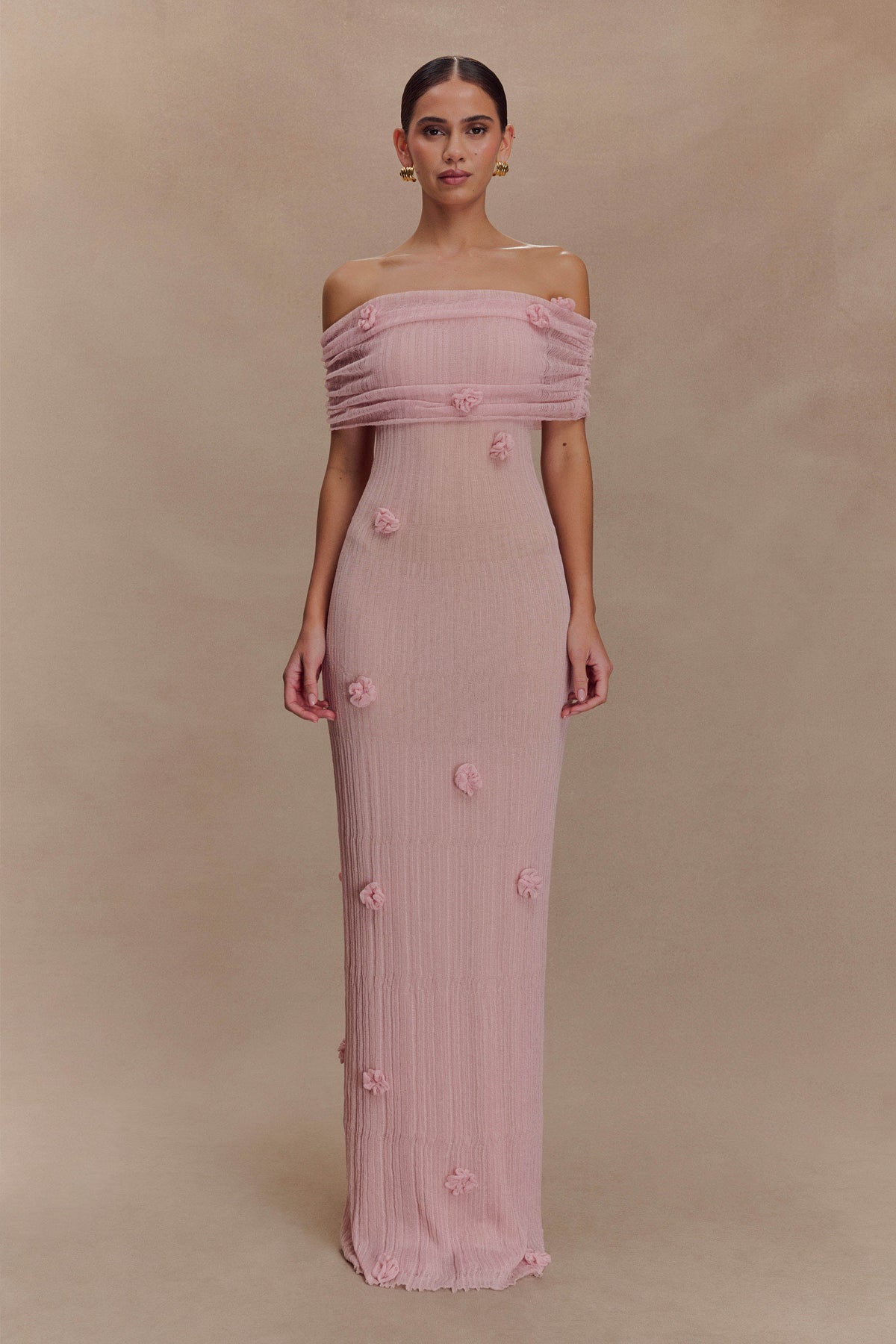 Brynn Orchid Knit Maxi Dress Pastel Pink