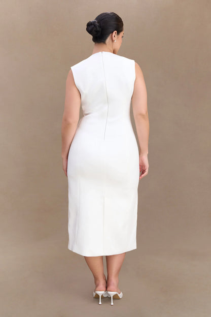Audrine Suiting Sleeveless Midi Dress Ivory