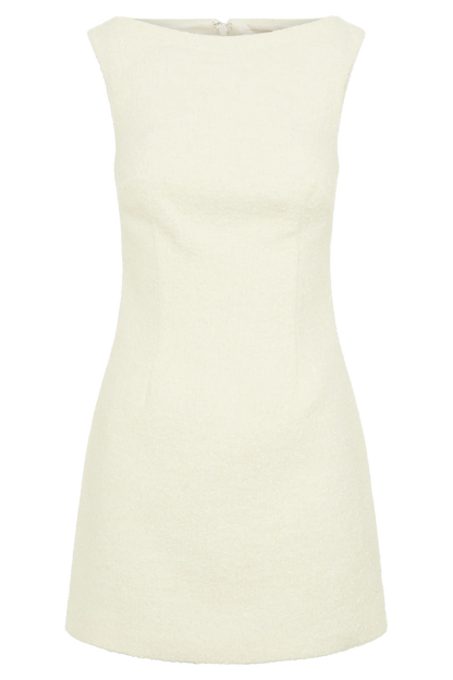 Angela Textured Boucle Mini Dress Ivory