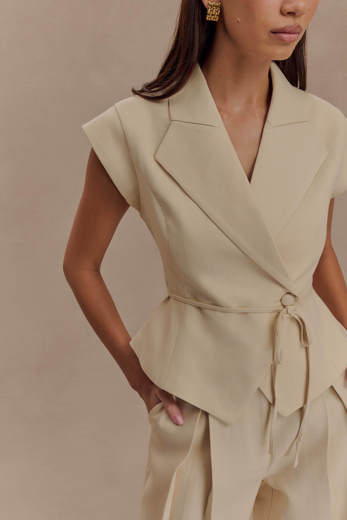 Andina Shortsleeve Linen Top Natural Beige