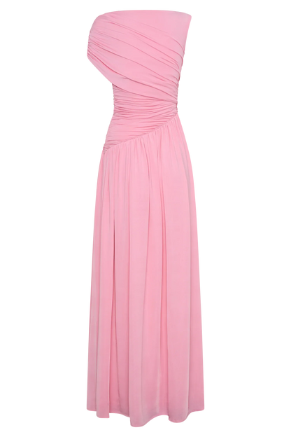 Ayeshya Slinky Asymmetric Maxi Dress Candy Pink