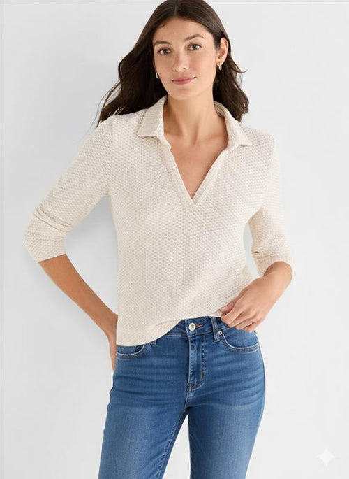 Textured Tuck Stitch Knit Polo