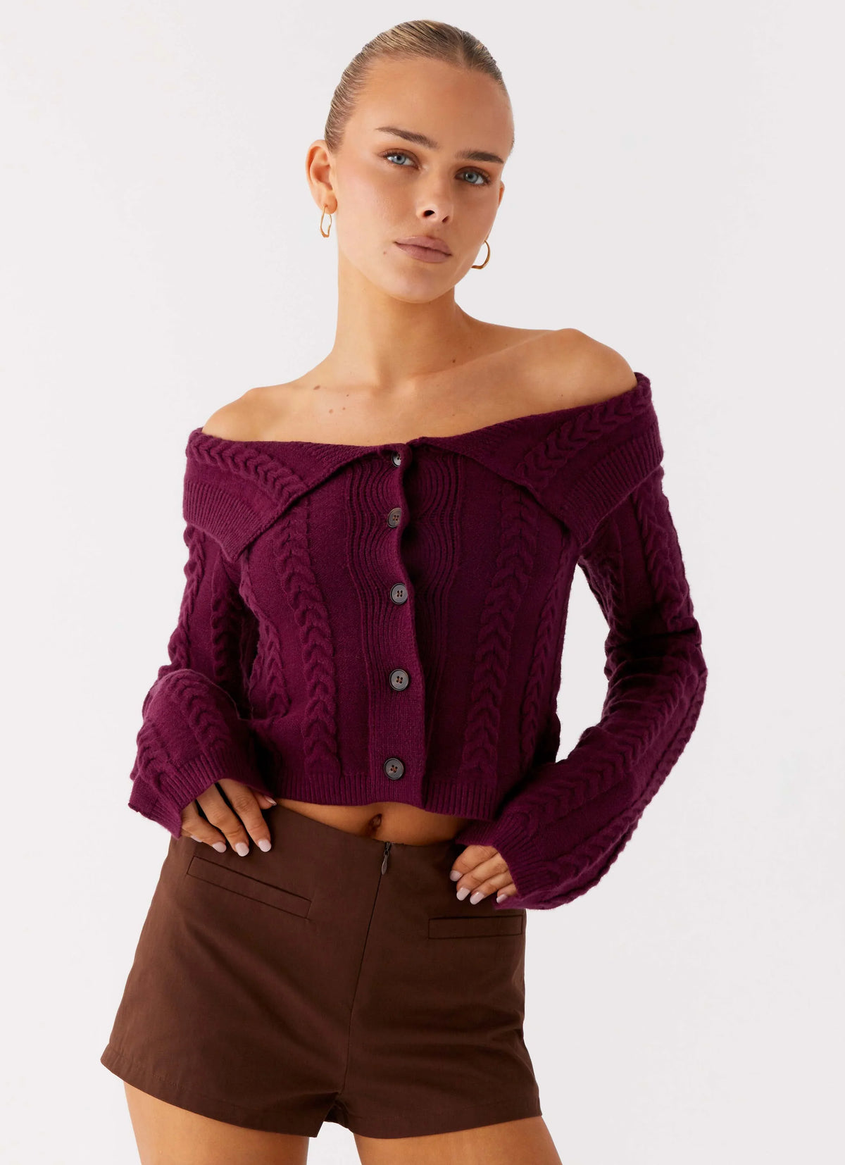 All Hours Cable Knit Plum