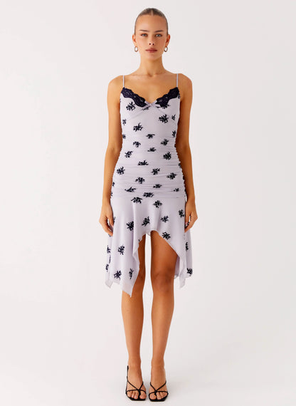 Amor Flock Hanky Mini Dress Lilac