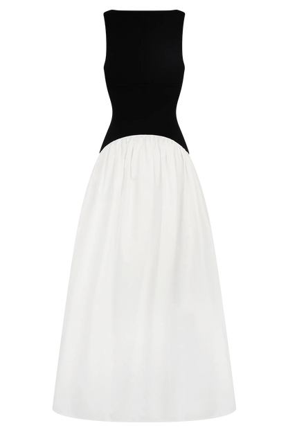 Acacia Contrast Sleeveless Maxi Dress Black White