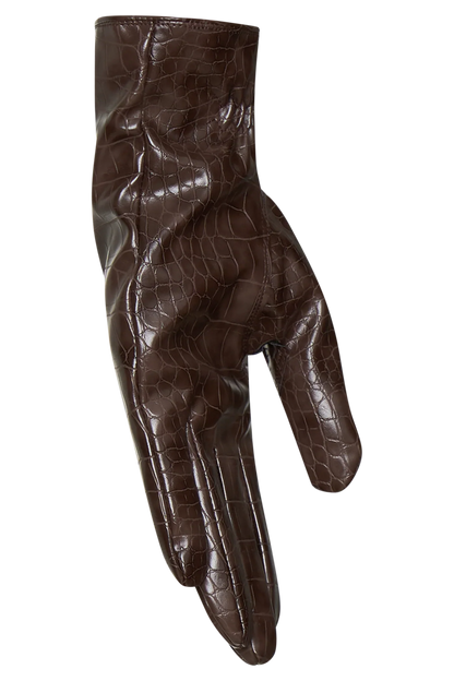 Atlas Faux Leather Crocodile Gloves Chocolate