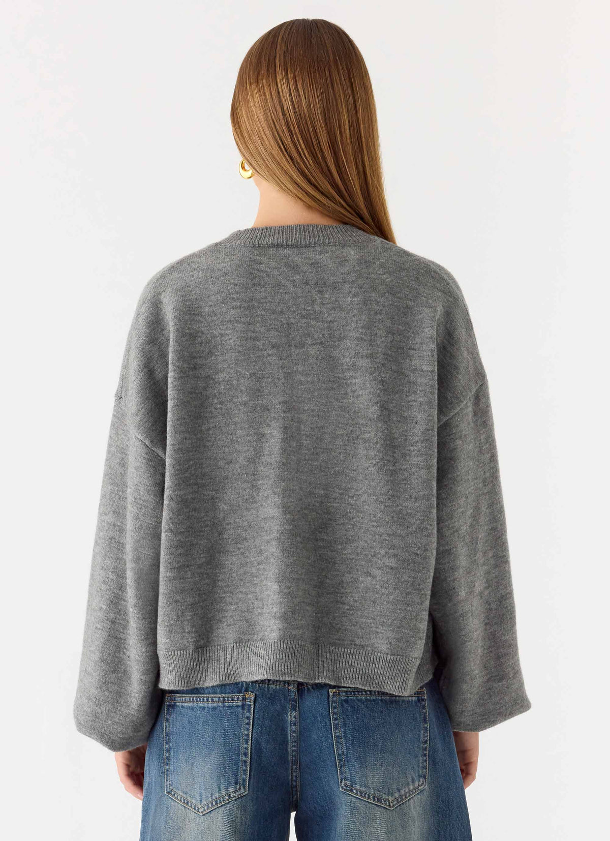 Annie One Button Cardigan Marle Grey