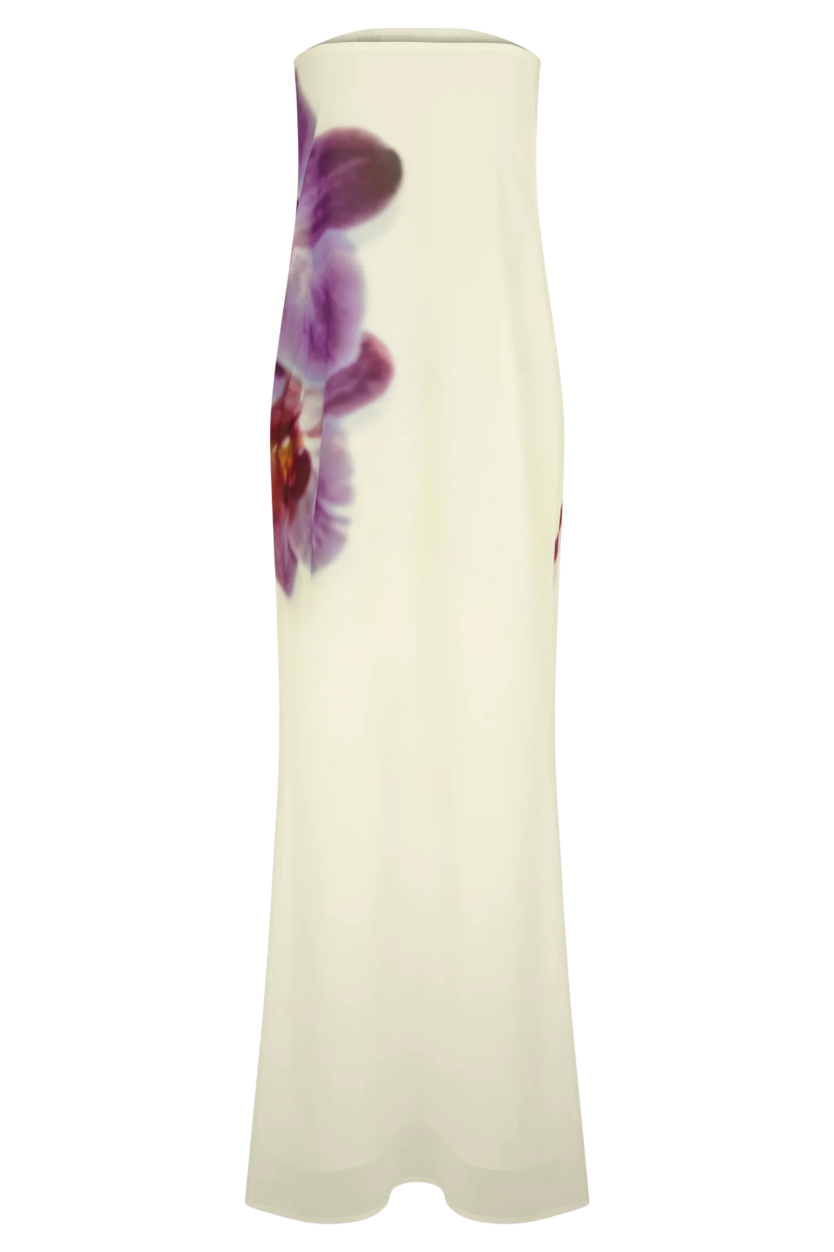 Amaya Strapless Chiffon Maxi Dress Ivory Koi Orchid Print
