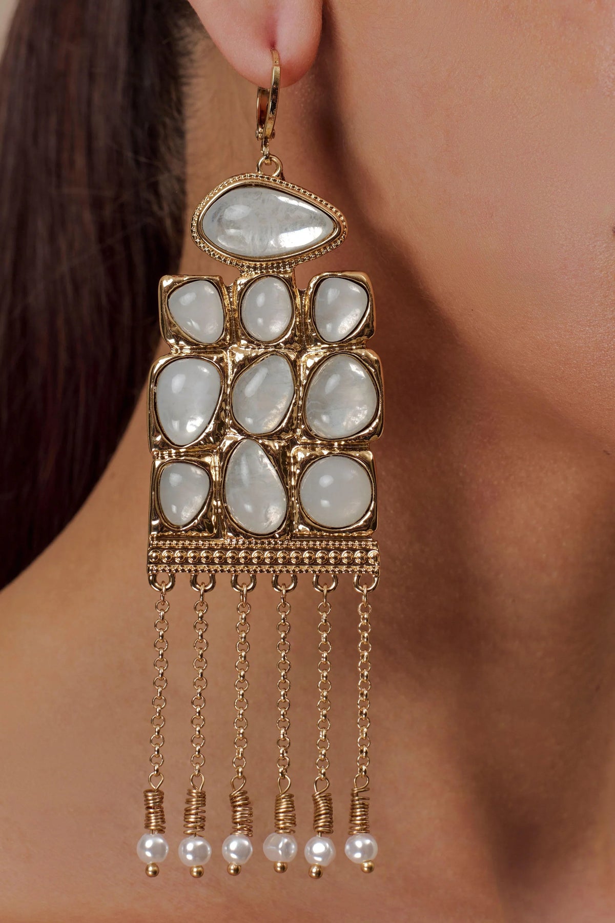 Annika Horizontal Resin Drop Earrings Gold