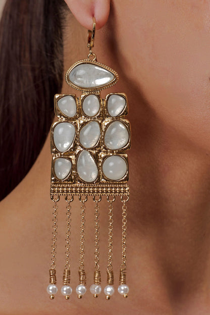 Annika Horizontal Resin Drop Earrings Gold