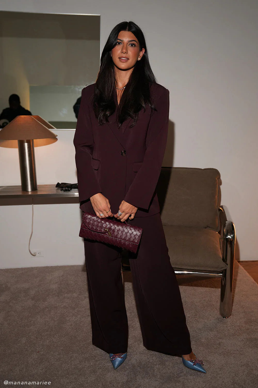 Arlo Wide Leg Suiting Trouser Mahogany