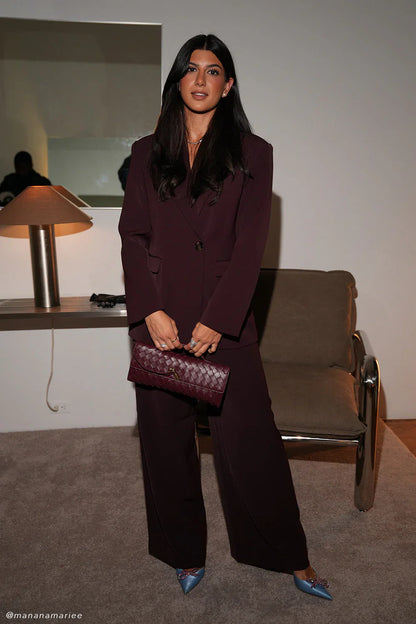 Arlo Wide Leg Suiting Trouser Mahogany