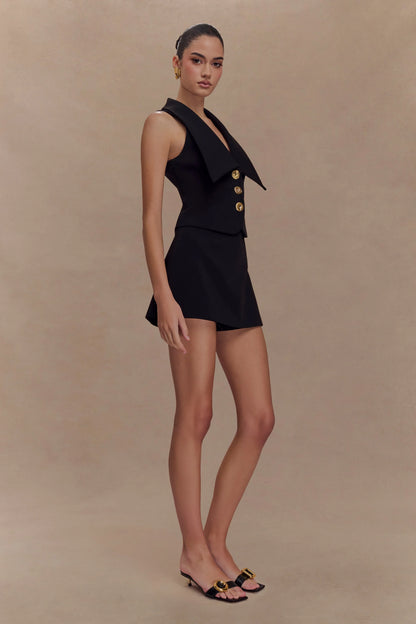 Alix Mixed Button Vest Black
