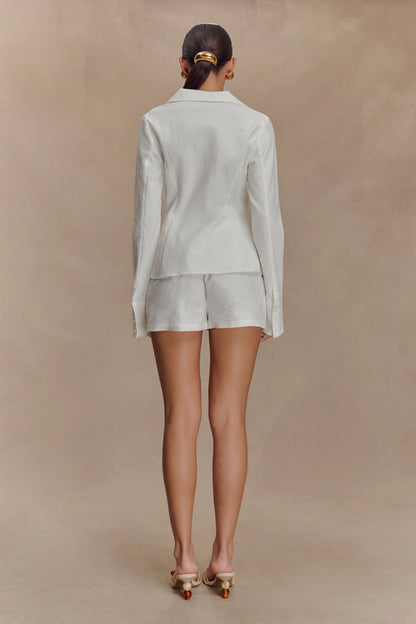 Annalee Cotton Beaded Tie Shirt White