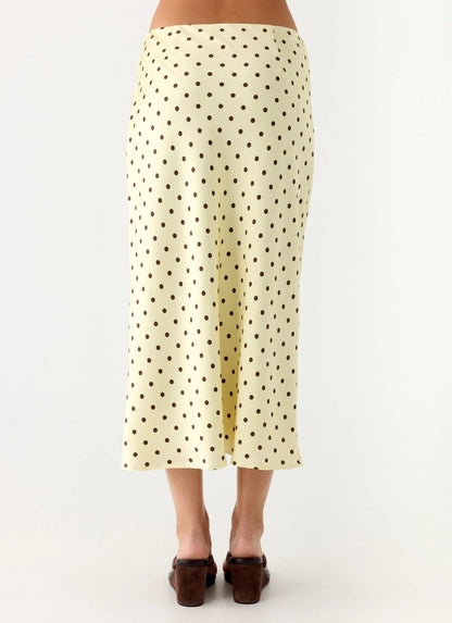 Breanne Midi Skirt Yellow Polka Dot