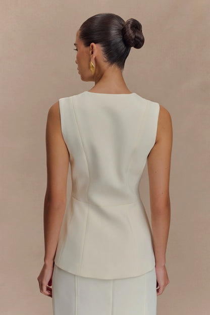 Angelie Suiting Vest Top Ivory