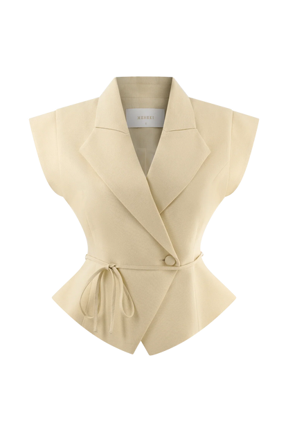 Andina Shortsleeve Linen Top Natural Beige