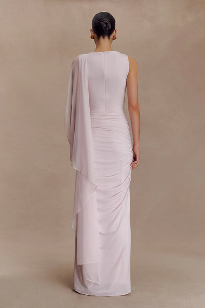 Amandine Ruched Slinky Maxi Dress Pale Pink