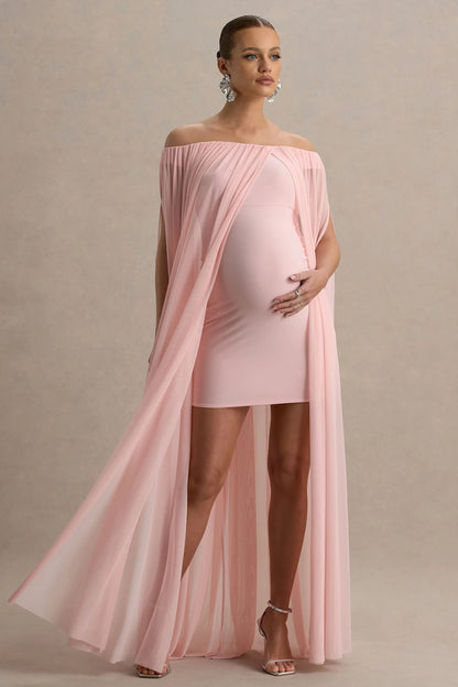 Atmosphere Pink Bandeau Maternity Mini Dress With Mesh Overlay