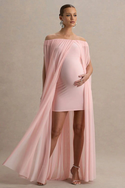Atmosphere Pink Bandeau Maternity Mini Dress With Mesh Overlay