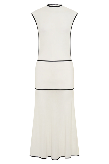 Aris Sleeveless Sheer Maxi Dress Black White
