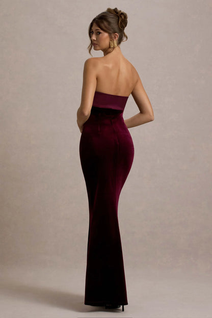 Ambrosi Port Velvet Bandeau Maxi Dress
