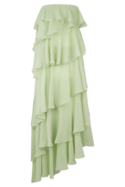 Alexa Ruffle Chiffon Maxi Dress Pastel Lime